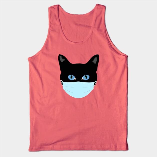 Black Cat Santa Mask 2020 Tank Top by designnas2